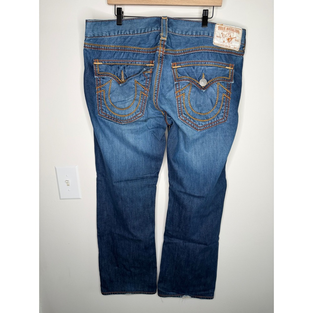 Vintage‎ Y2K True Religion Ricky Big QT Jeans Mens 40 Blue Straight Leg USA Made